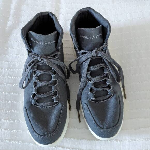 Under Armour Charged Pivot Gray Canvas Mid Top Sneaker size 8.5 - Picture 3 of 8